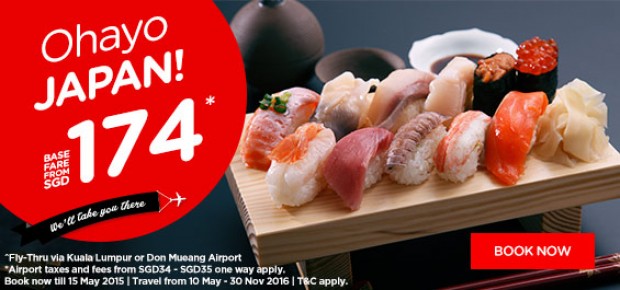 Fly to Japan, Korea and Shanghai from SGD174* with AirAsia