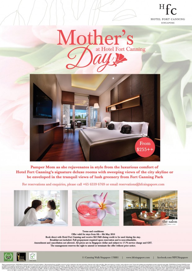 Mother's Day Special from Hotel Fort Canning @ SGD 255++