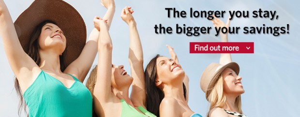 The Longer you stay, the bigger your savings! Up to 30% off Best Flexi Rates