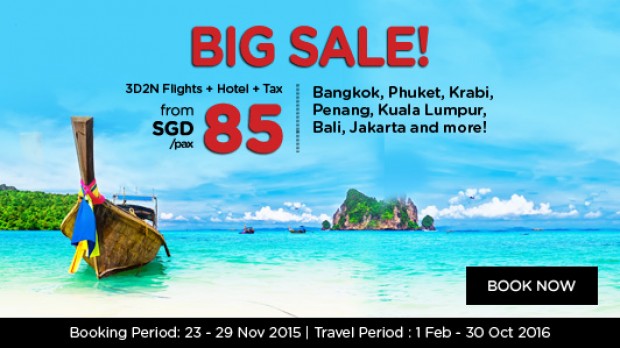 Big Sale! 3D2N Flights + Hotel + Tax from SGD 85/pax
