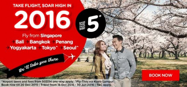 Take Flight , Soar High in 2016! Base Fare from SGD 5*