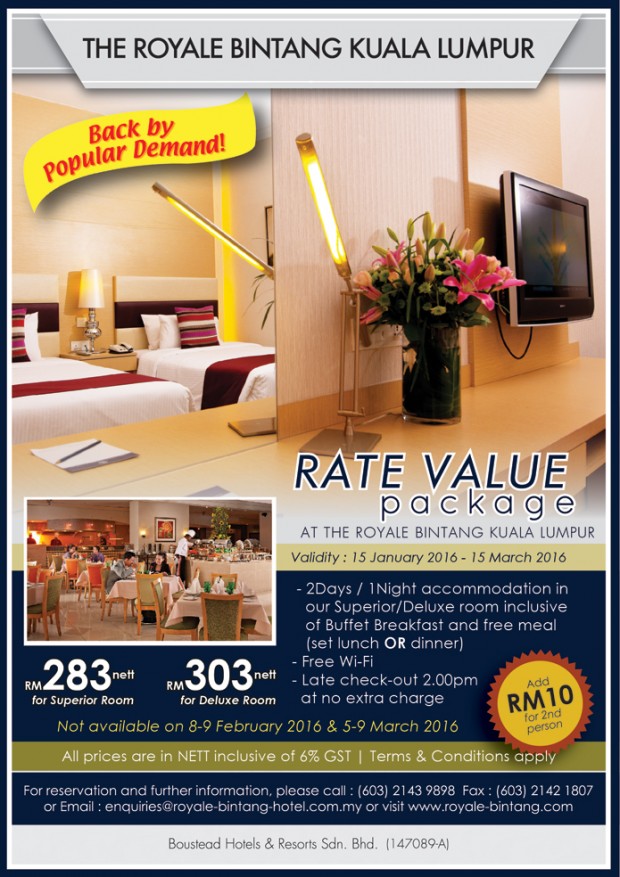 Rate Value Package at The Royale Bintang Kuala Lumpur