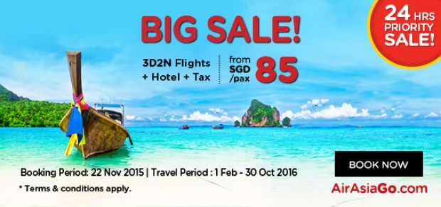 Big Sale! 3D2N Flights + Hotel from SGD 85 / pax