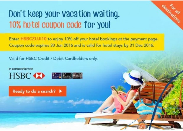 10% Off Hotel Bookings with Zuji and HSBC