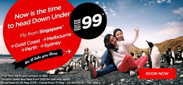 Fly to Australia via AirAsia from SGD99