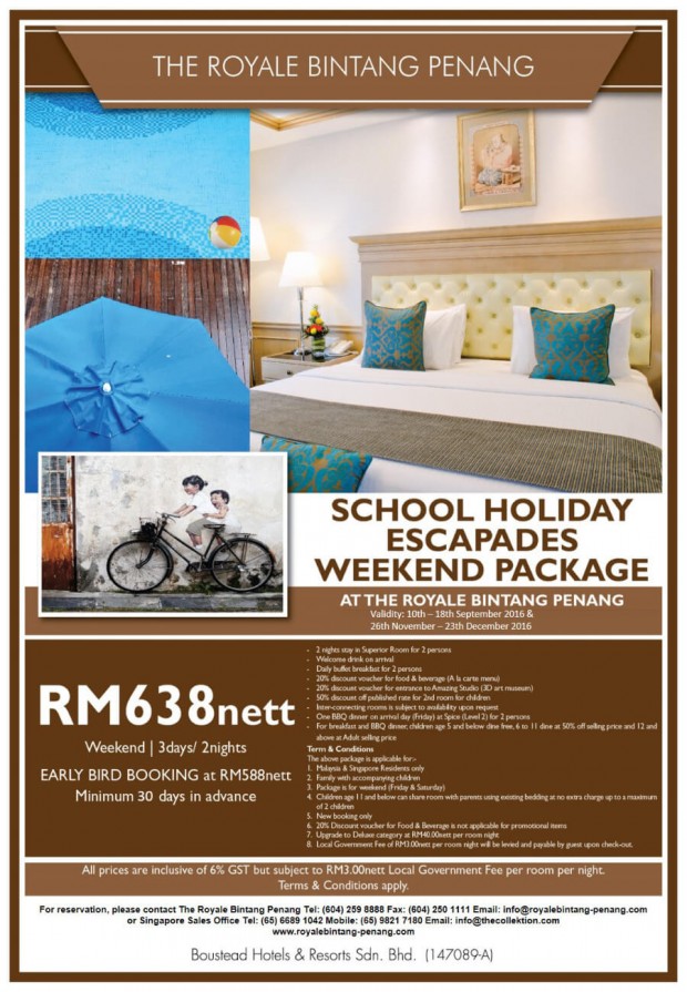 Weekend Escapades Package from RM638 at The Royale Bintang Penang