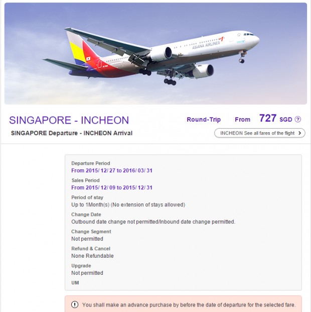 Fly from Singapore to Incheon