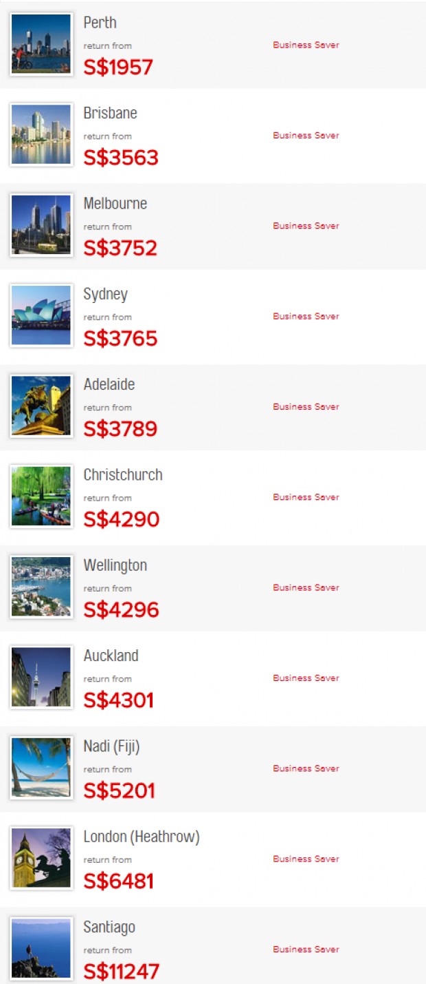 Qantas international Business flights from Singapore to Perth 2
