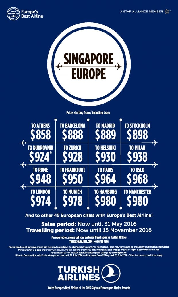 Explore Europe and fly via Turkish Airlines from SGD858