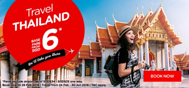 Travel to Thailand with Air Asia from SGD 6