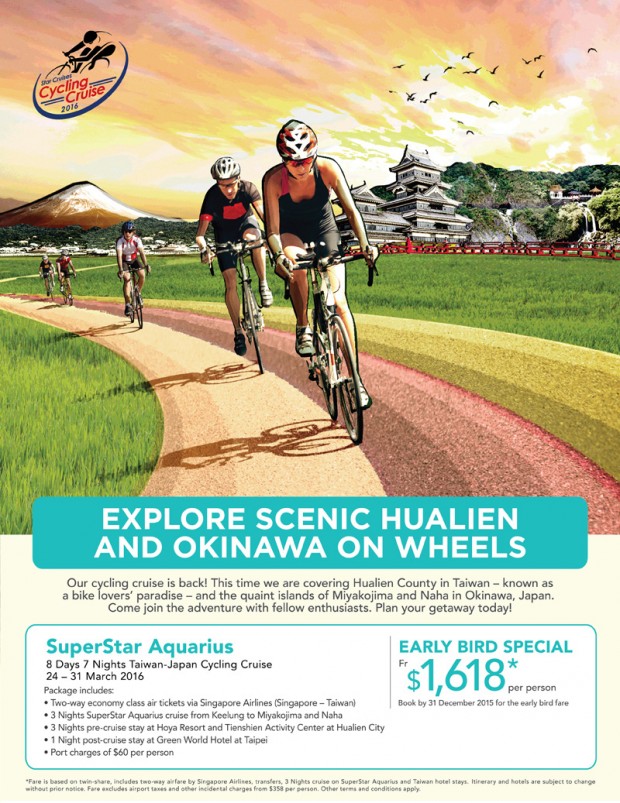Cycle Cruise on Superstar Aquarius: Early Bird Special from S$ 1,618* per person