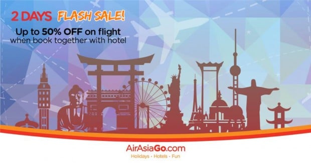 2 Days Flash Sale of Up to 50% Off on Flight when Book with Hotel via AirAsiaGo 1