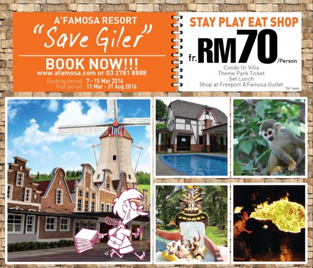 Save Giler and Stay, Play, Eat & Shop in A'Famosa from RM 70