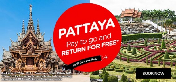 Pattaya - Pay to go, return for FREE* with AirAsia