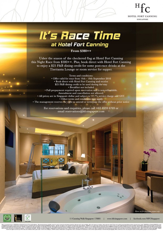 It's Race Time at Hotel Fort Canning from SGD380