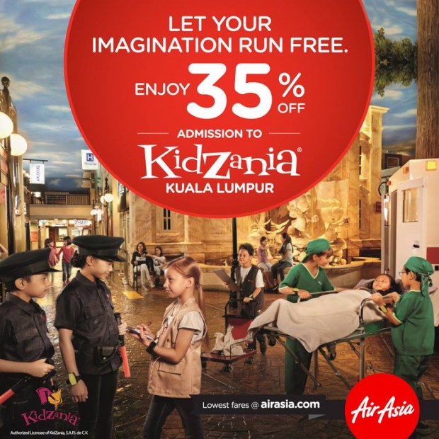 Enjoy 35% Off Tickets to KidZania Kuala Lumpur with AirAsia Boarding Pass