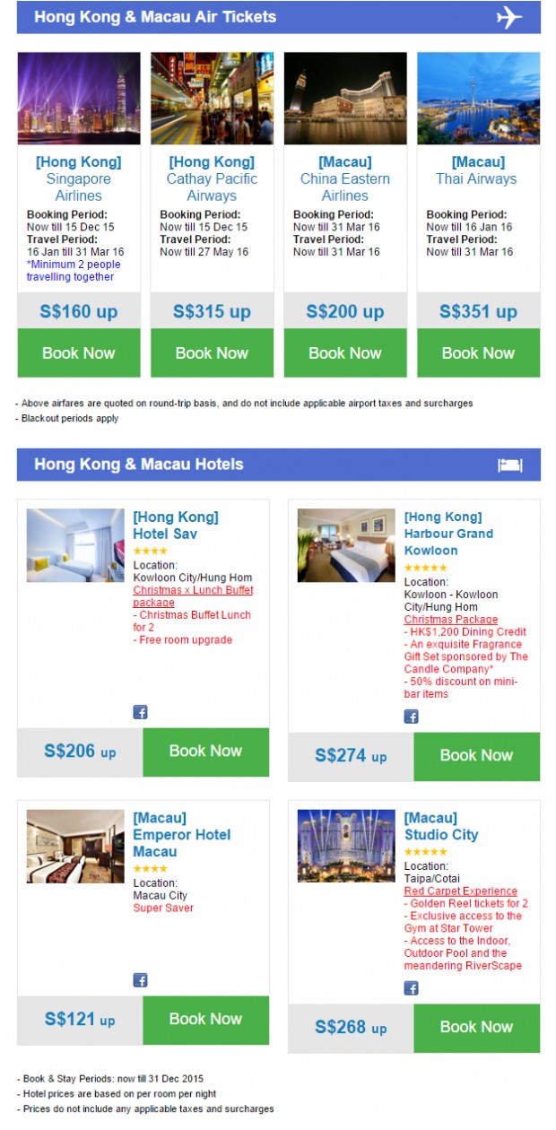 Experience Vibrant City Nightlife in Hong Kong and Macau! Air Tickets from S$160,Hotel Stay from S$121 2