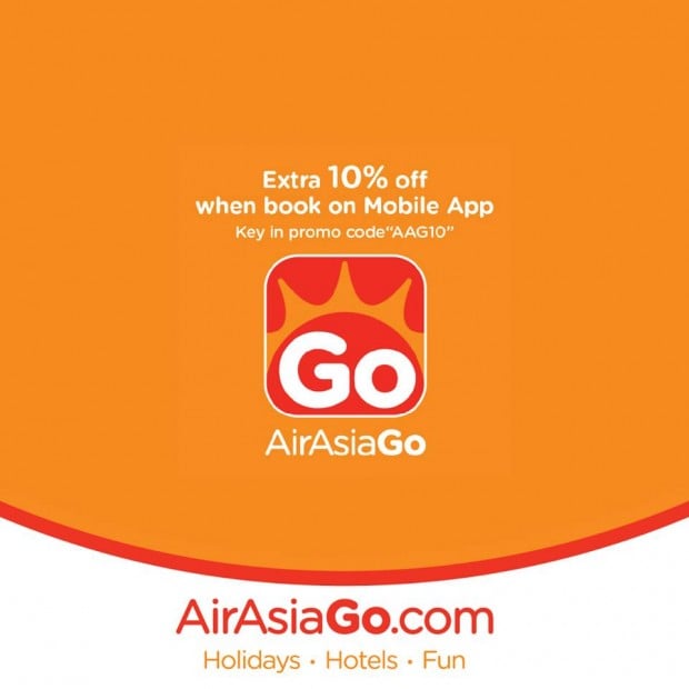 Get an Extra 10% Off on Bookings Made via the AirAsiaGo Mobile App