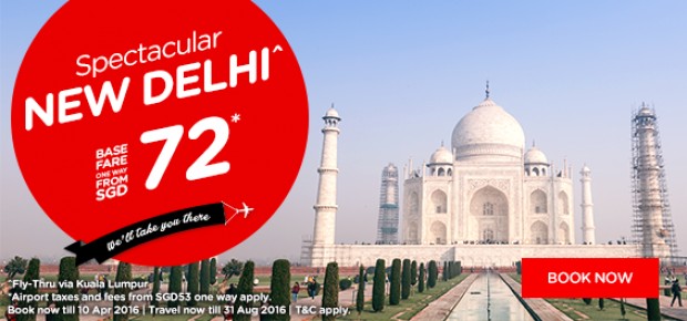 SGD 72 Fare to New Delhi from AirAsia