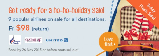 Holiday sale starts NOW! Fly from $98 (return)