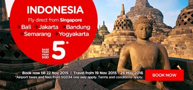 Fly direct to Indonesia from SGD5*