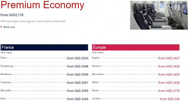 Premium Economy Fares to Europe From SGD 2,179 all - in , return