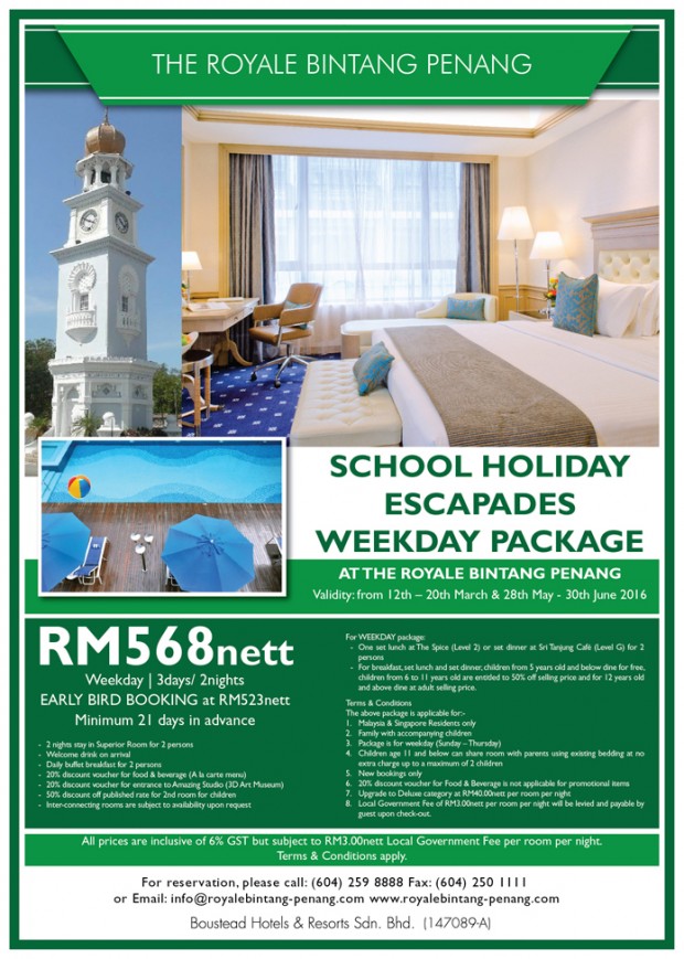 School Holiday Escapades Package from Royale Bintang Penang