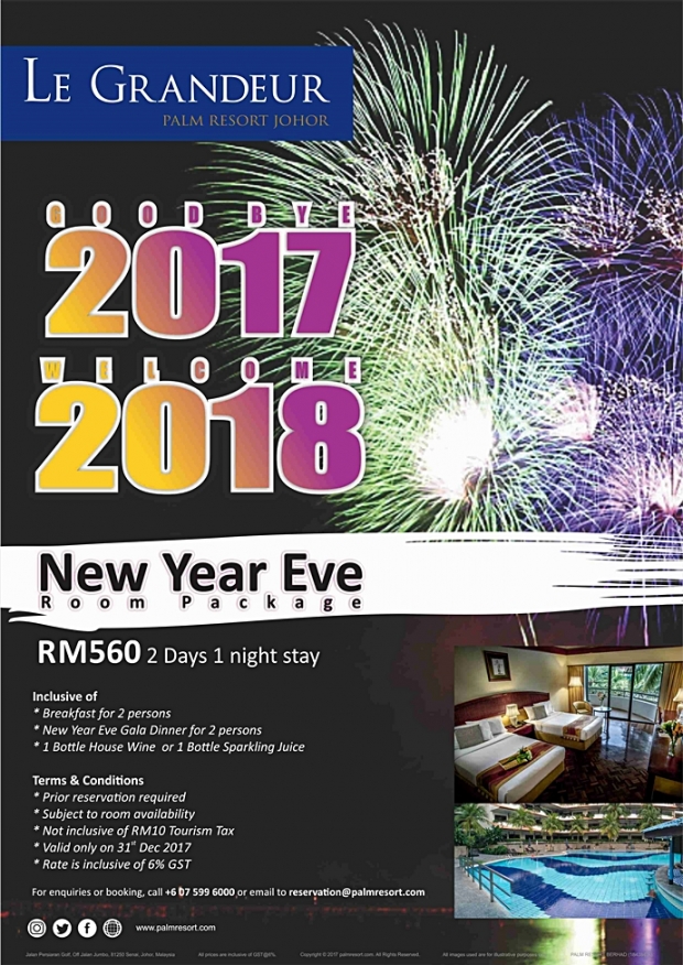 New Year's Eve Room Package 2018 in Le Grandeur Palm Resort Johor