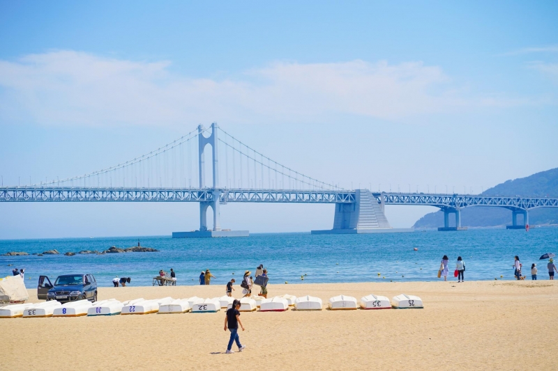 gwangandaegyo bridge in the distance at gwangalli beach