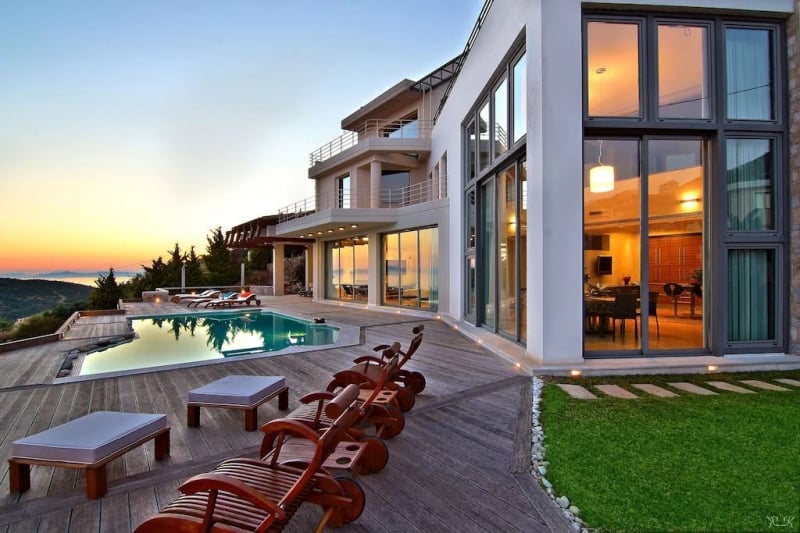 Pool deck of villa in Attica, Greece