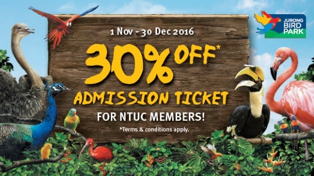 Enjoy 30% Off Admission Tickets to Jurong Bird Park as NTUC Member
