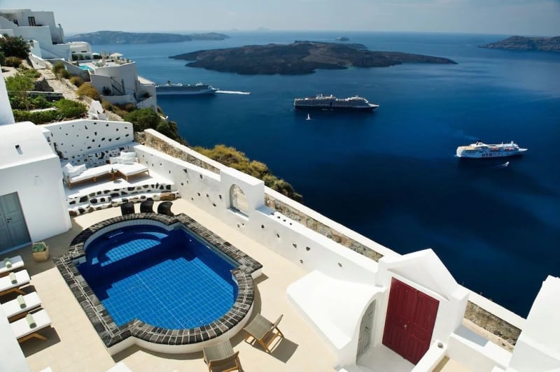 Views of the Caldera Cliff from Vrbo in Greece