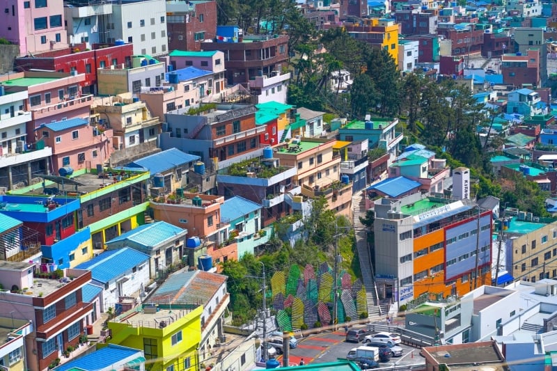 colourful houses in gamcheon culture village