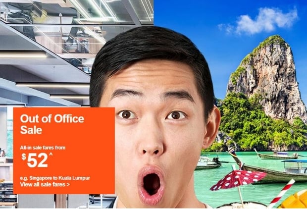Out of the Office Sale in Jetstar from SGD52