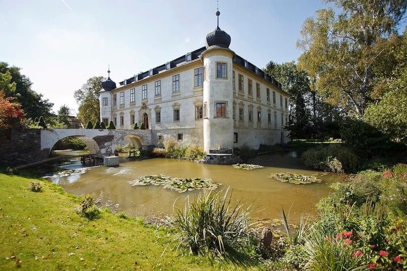 Castle airbnb with a library in the Czech Republic