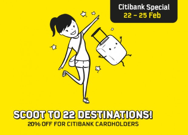 Scoot to 22 Destinations with 20% Off Flights Exclusive for Citibank Cardholders