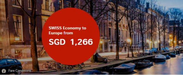 Fly to Europe with SWISS Airlines from SGD1,266
