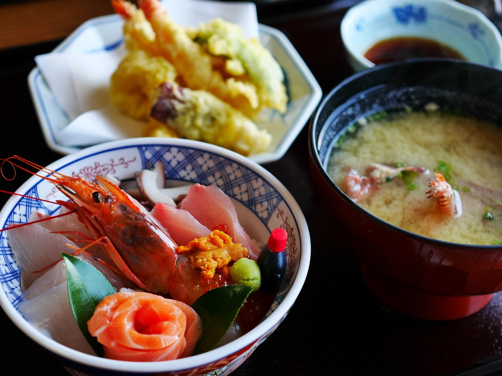 Japanese seafood three ways
