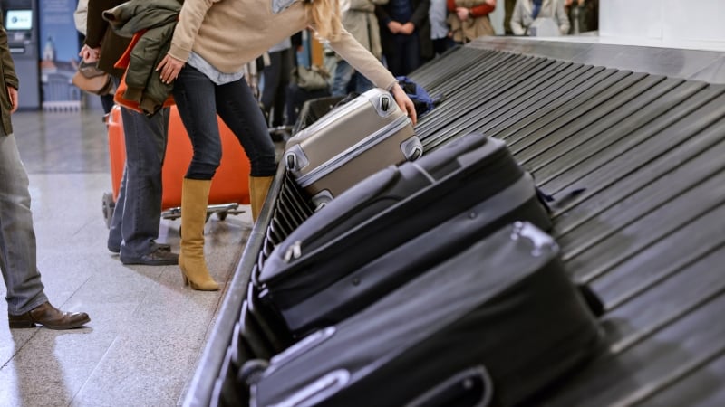 luggage bags on a carousel