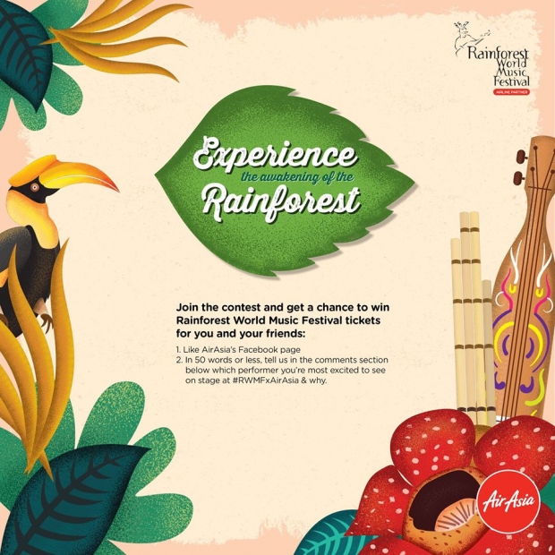 WIN Flight, Accommodation and Ticket to Rainforest World Music Festival in Kuching from AirAsia