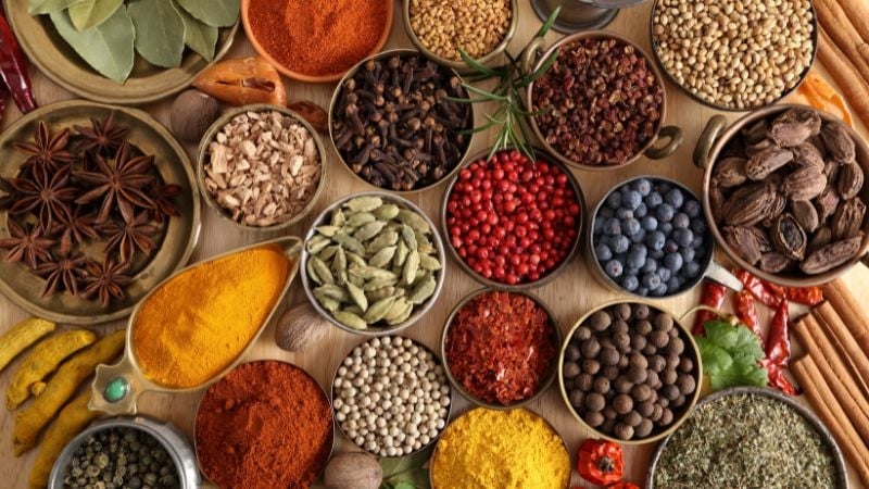 bowls of different spices