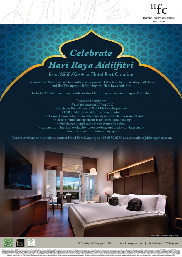 Celebrate Hari Raya Aidifitri in Hotel Fort Canning from SGD268