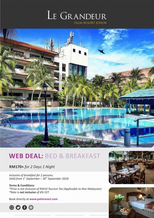Bed & Breakfast Offer at Le Grandeur Palm Resort Johor