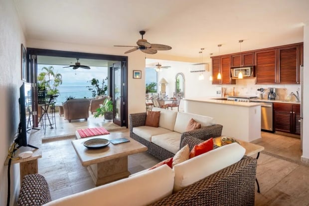 Open concept room of this tranquil condo near Downtown in Puerto Vallarta