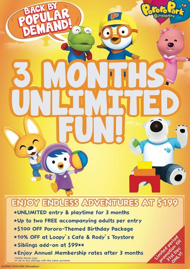 3 Months Unlimited Fun in Pororo Park Singapore from SGD199