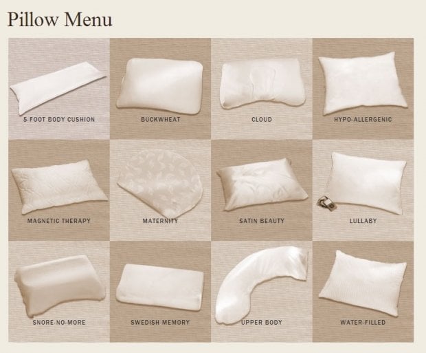 The Benjamin Hotel Pillow Menu