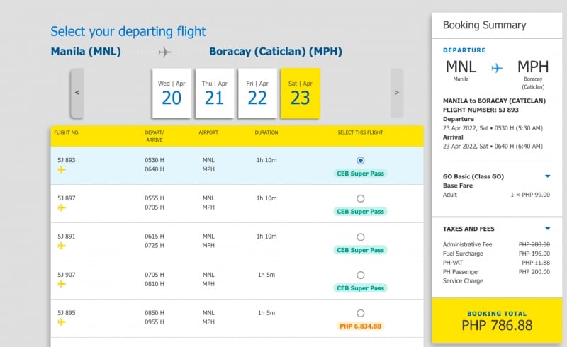 CEB Super Pass flights