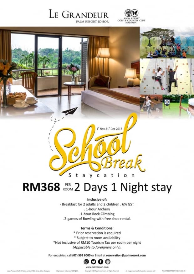 School Break Staycation in Le Grandeur Palm Resort Johor from RM368