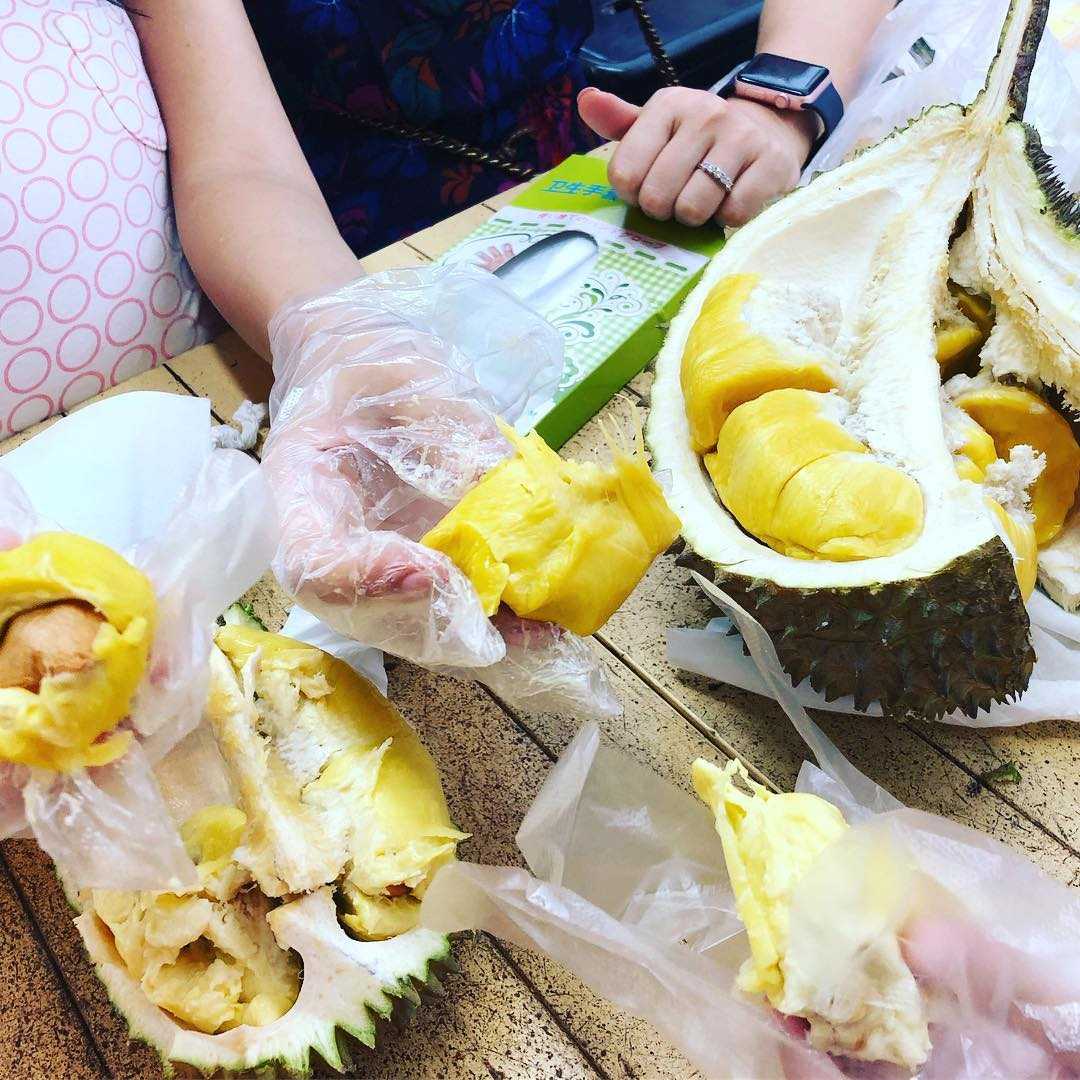 Eating durian in Singapore