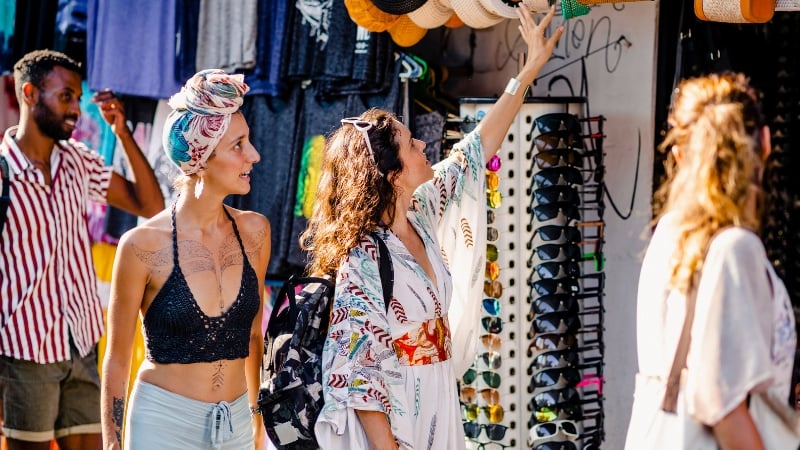 tourists at a market